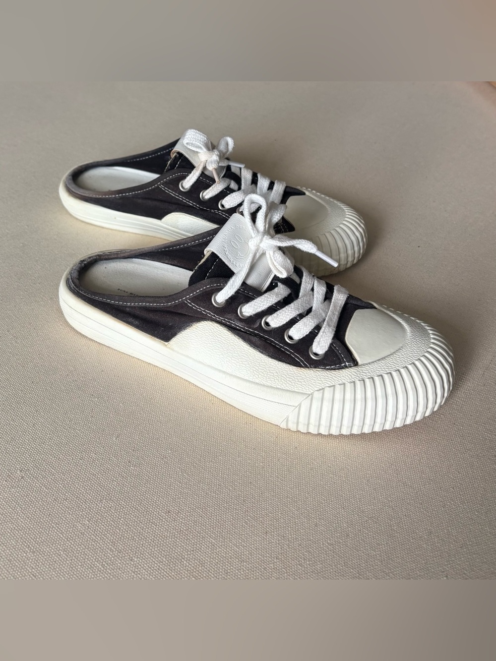 Runa Martin Collection Charcoal Canvas Sneaker Mules/ W US 6.5